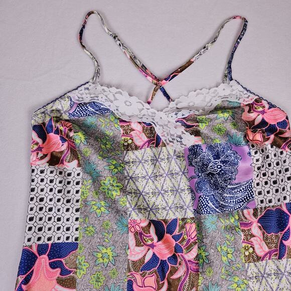Victoria's Secret Bali Patchwork Nightie Slip Dress Lace Satin Festival Size M - Picture 9 of 16